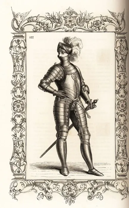 Framed Print : Italian cavalryman in full body armor, 16th century Framed Print : Italian cavalryman in full body armor, 16th century