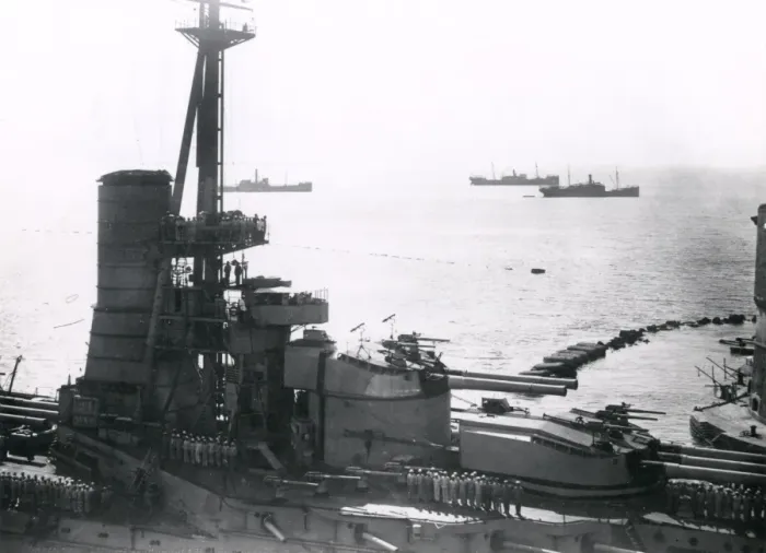 Framed Print : Italian dreadnought battleship entering Taranto harbour Framed Print : Italian dreadnought battleship entering Taranto harbour