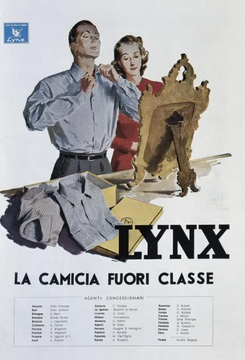 Framed Print : Italian fashion. Advertising shirts Lynx. La camicia Framed Print : Italian fashion. Advertising shirts Lynx. La camicia