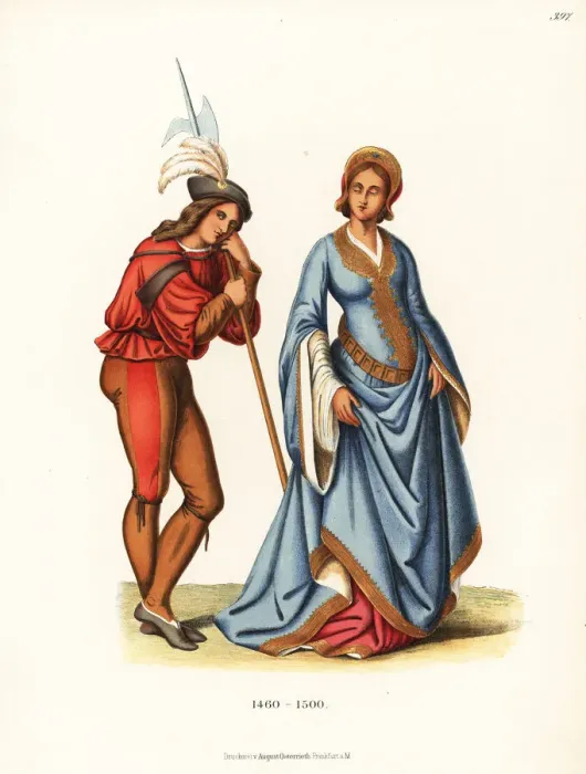 Framed Print : Italian fashions of the late 15th century Framed Print : Italian fashions of the late 15th century