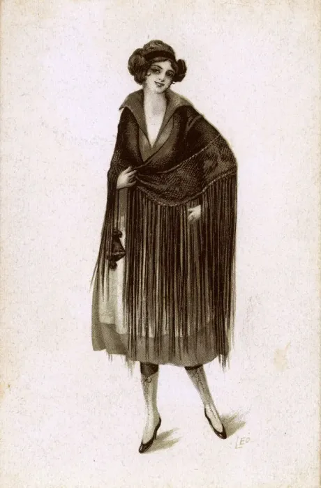 Framed Print : Italian girl in a stylish tasselled shawl Framed Print : Italian girl in a stylish tasselled shawl