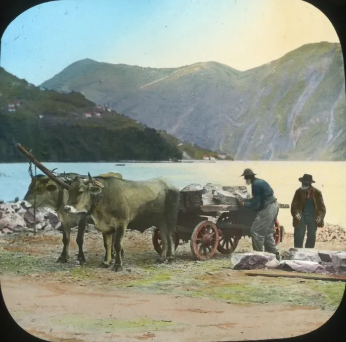 Framed Print : Italian Lakes - Oxen Cart Framed Print : Italian Lakes - Oxen Cart