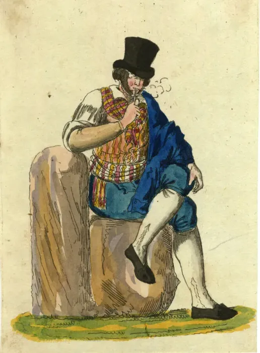 Framed Print : Italian man seated, smoking a pipe Framed Print : Italian man seated, smoking a pipe