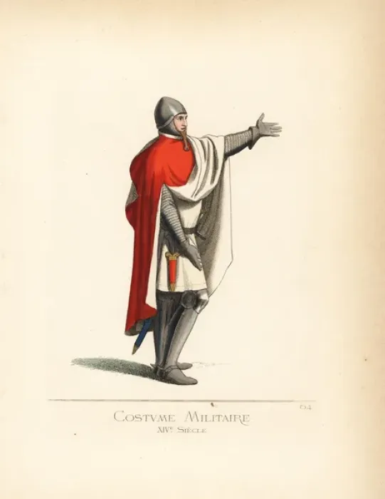 Framed Print : Italian military costume, 14th century Framed Print : Italian military costume, 14th century