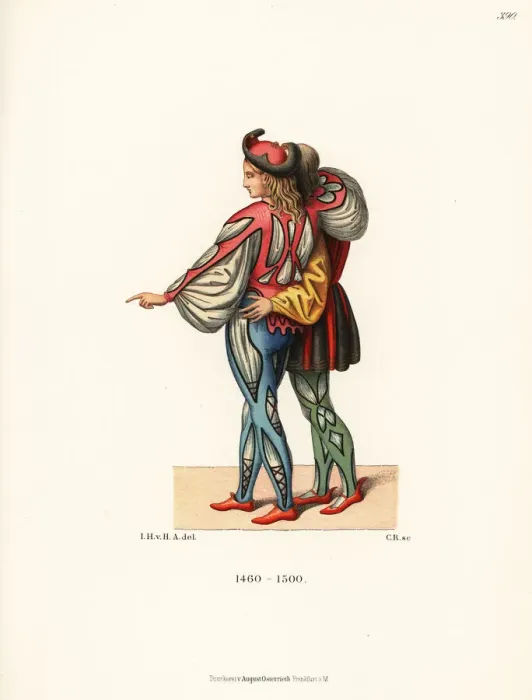 Framed Print : Italian noble youth fashions from the late 15th century Framed Print : Italian noble youth fashions from the late 15th century