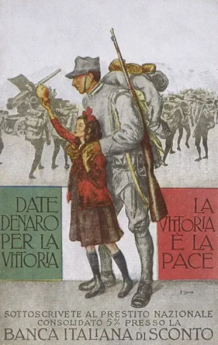 Framed Print : Italian Patriotic Card - Girl and Soldier Framed Print : Italian Patriotic Card - Girl and Soldier