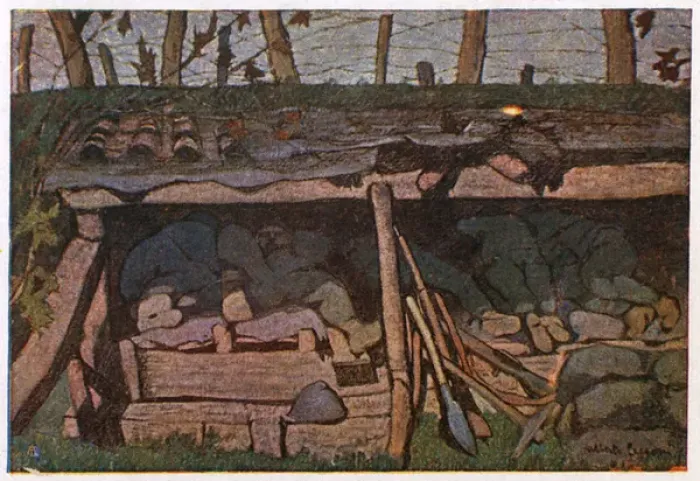 Framed Print : Italian postcard, infantrymens dugout, WW1 Framed Print : Italian postcard, infantrymens dugout, WW1
