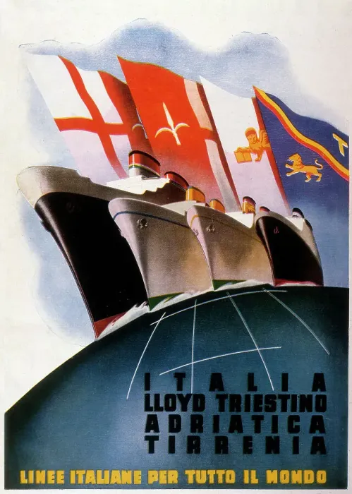 Framed Print : The Italian shipping line Lloyd Tristino continues to invite you to enjoy a trip on the Adriatic (where invasion, counter-invasion, revolt and civil war are now occurring). Date: 1940 Framed Print : The Italian shipping line Lloyd Tristino continues to invite you to enjoy a trip on the Adriatic (where invasion, counter-invasion, revolt and civil war are now occurring). Date: 1940