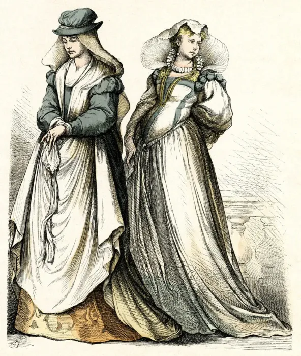 Framed Print : Two Italian women in costume Framed Print : Two Italian women in costume