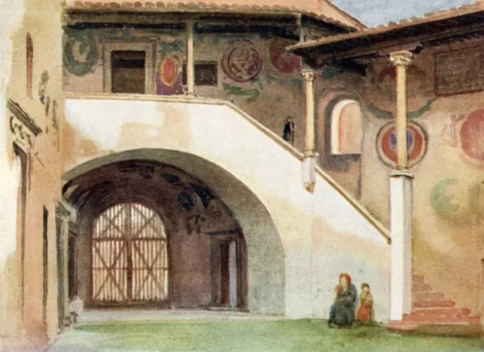 Framed Print : Italy - The Court of the Palazzo Pubblico, Certaldo Framed Print : Italy - The Court of the Palazzo Pubblico, Certaldo