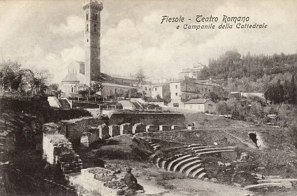 Italy - Fiesole - Roman Theatre and Belltower