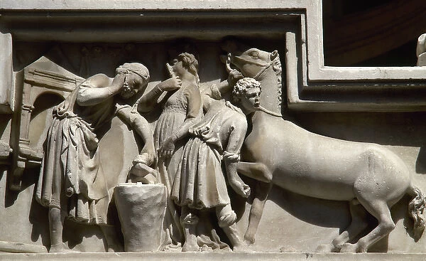 Italy. Florence. Orsanmichele Reliefs of devoted to offices