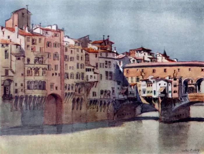 Framed Print : Italy - Florence - Ponte Vecchio and Via de Barbi Framed Print : Italy - Florence - Ponte Vecchio and Via de Barbi