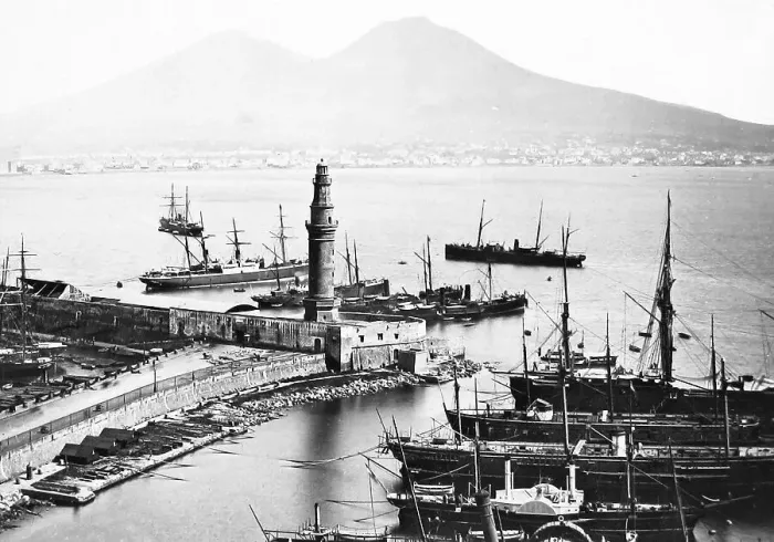 Framed Print : Italy Naples Harbour pre-1900 Framed Print : Italy Naples Harbour pre-1900