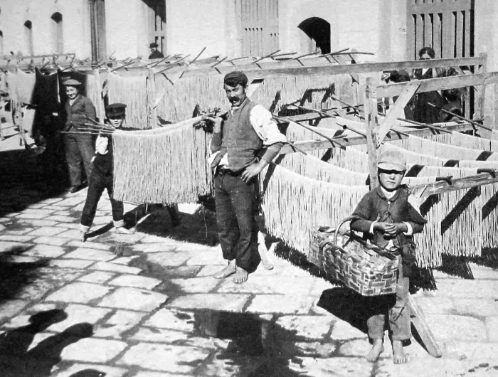 Framed Print : Italy Naples macaroni drying pre-1900 Framed Print : Italy Naples macaroni drying pre-1900