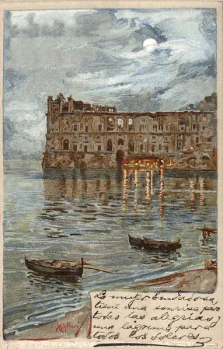Framed Print : Italy - Naples - Palace of Donn Anna