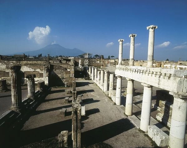 ITALY. Pompeii. Forum and Vesubius