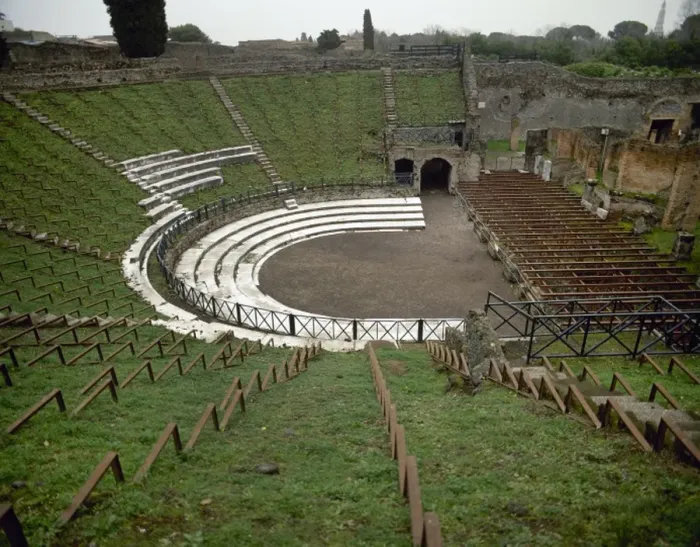 Framed Print : Italy. Pompeii. The Great Theatre. 2nd AD. Panoramic Framed Print : Italy. Pompeii. The Great Theatre. 2nd AD. Panoramic