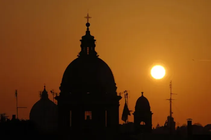 Framed Print : Italy. Rome. Basilica of San Carlo al Corso at sunset. Backl Framed Print : Italy. Rome. Basilica of San Carlo al Corso at sunset. Backl
