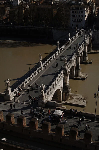 Italy. Rome. Saint Angelo Bridge (1668-1671). Aerial view