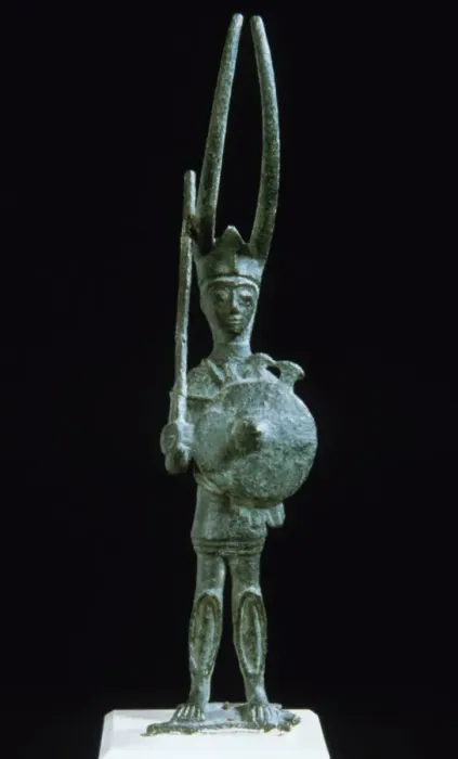 Framed Print : Italy. Sardinia. Nuragic civilization. Statuette of a warrio Framed Print : Italy. Sardinia. Nuragic civilization. Statuette of a warrio