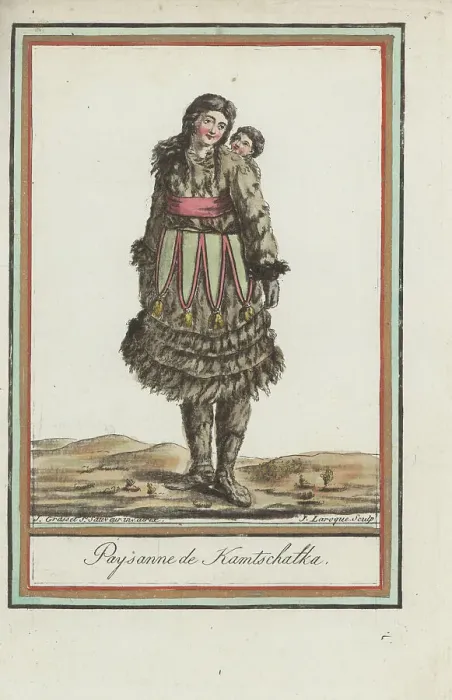 Framed Print : Itelmen peasant woman and child of Kamchatka Framed Print : Itelmen peasant woman and child of Kamchatka