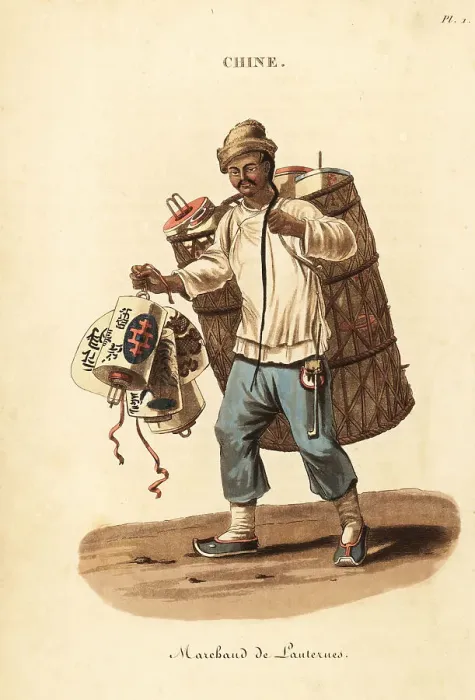 Framed Print : Itinerant seller of paper lanterns, China, 18th century Framed Print : Itinerant seller of paper lanterns, China, 18th century