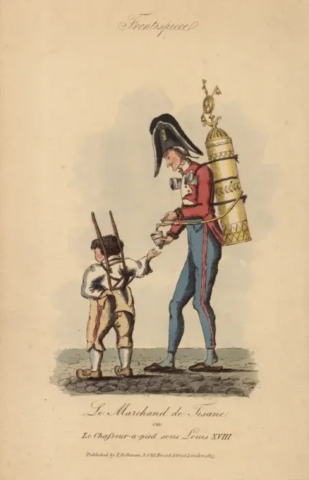 Framed Print : Itinerant seller of tissane with flask and cups Framed Print : Itinerant seller of tissane with flask and cups