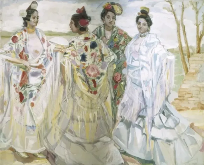Framed Print : ITURRINO, Francisco (1864-1924). Women with shawls Framed Print : ITURRINO, Francisco (1864-1924). Women with shawls