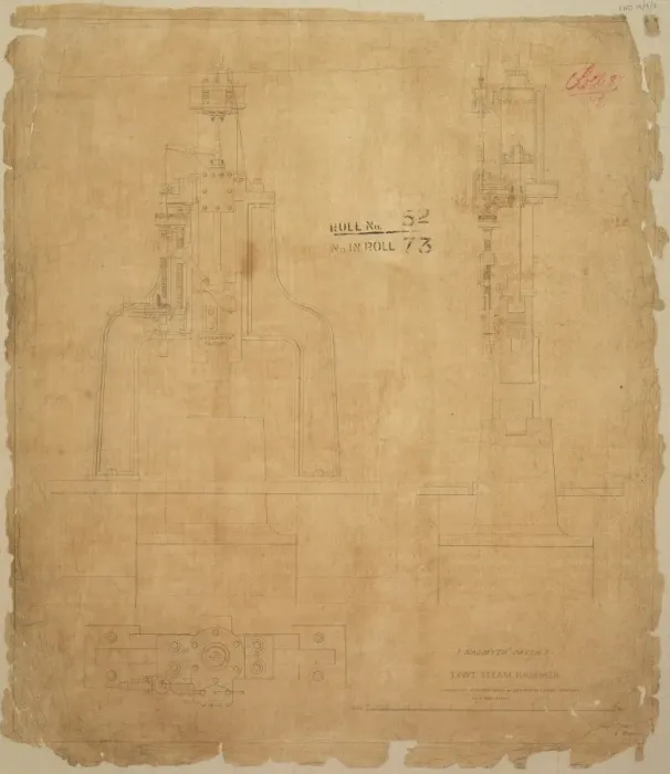 Framed Print : J Nasmyths patent 1 cwt steam hammer Framed Print : J Nasmyths patent 1 cwt steam hammer