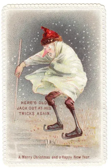 Framed Print : Jack Frost on a Christmas and New Year card Framed Print : Jack Frost on a Christmas and New Year card