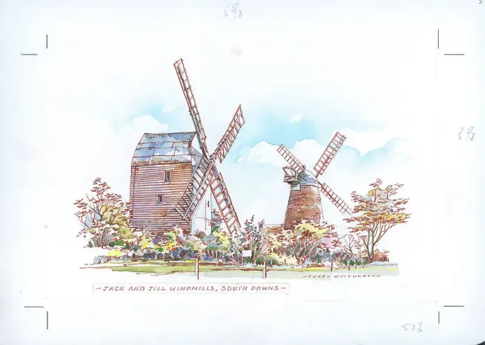Framed Print : Jack and Jill Windmills, South Downs