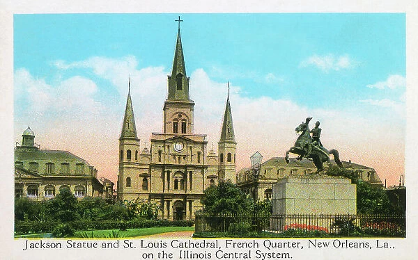 Jackson Statue and St. Louis Cathedral, New Orleans, USA