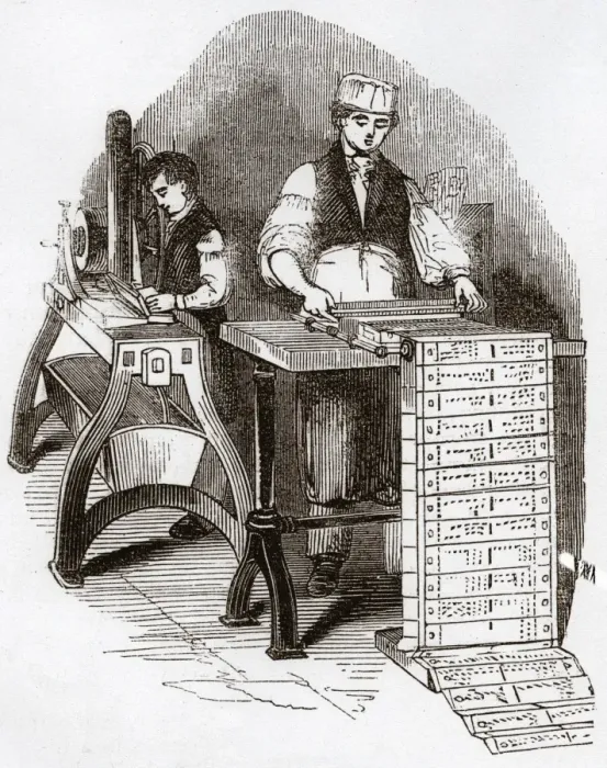 Framed Print : Jacquard Card Making, Halifax Framed Print : Jacquard Card Making, Halifax
