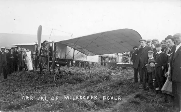 Framed Print : Jacques de Lesseps arrival at Dover in his Bleriot XI Framed Print : Jacques de Lesseps arrival at Dover in his Bleriot XI