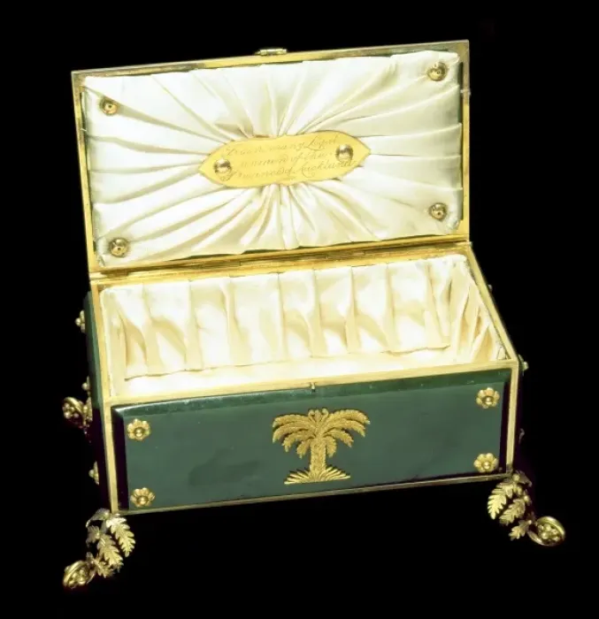 Framed Print : Jade and gold casket (Lid open) Framed Print : Jade and gold casket (Lid open)