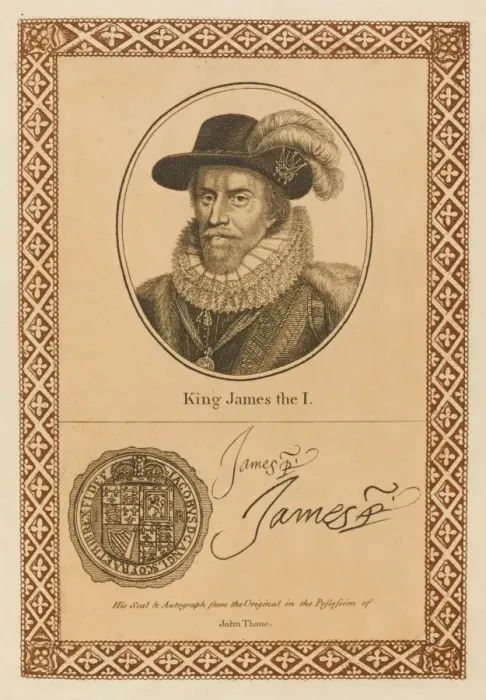 Framed Print : JAMES I of England (James VI of Scotland) writer on witchcraft Framed Print : JAMES I of England (James VI of Scotland) writer on witchcraft