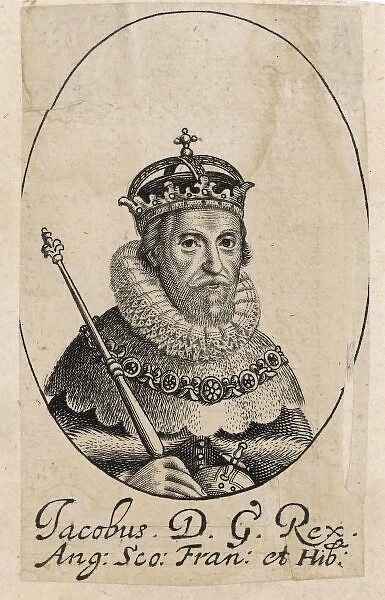 James I / Anon / Crown. JAMES I King of England (1603 - 1625) Portrait with crown & sceptre