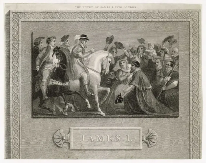Framed Print : James I Enters London