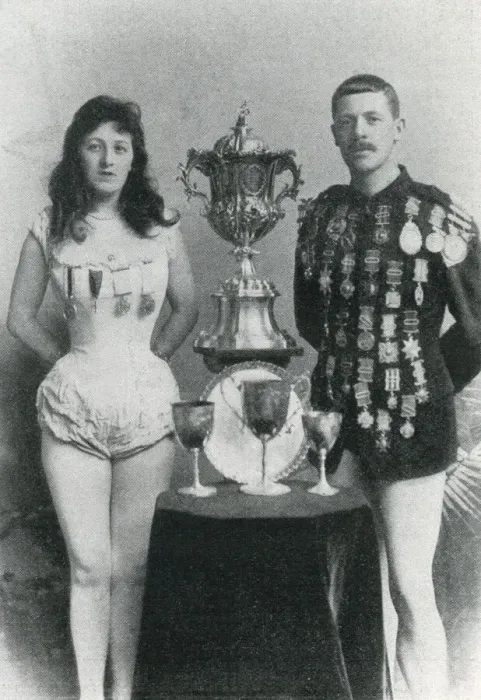 Framed Print : James & Marie Finney, exhibition swimmers at Hippodrome Framed Print : James & Marie Finney, exhibition swimmers at Hippodrome