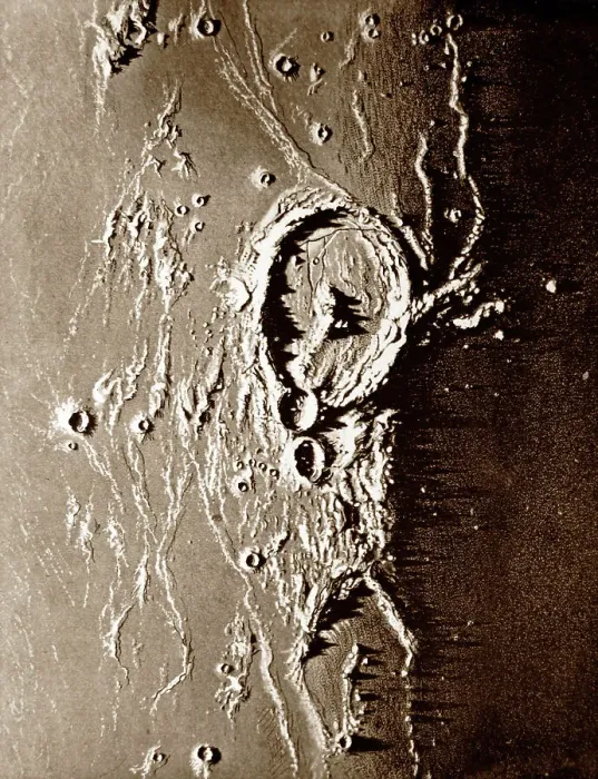 Framed Print : James Nasmyth's model moon photograph, Gassendi Framed Print : James Nasmyth's model moon photograph, Gassendi