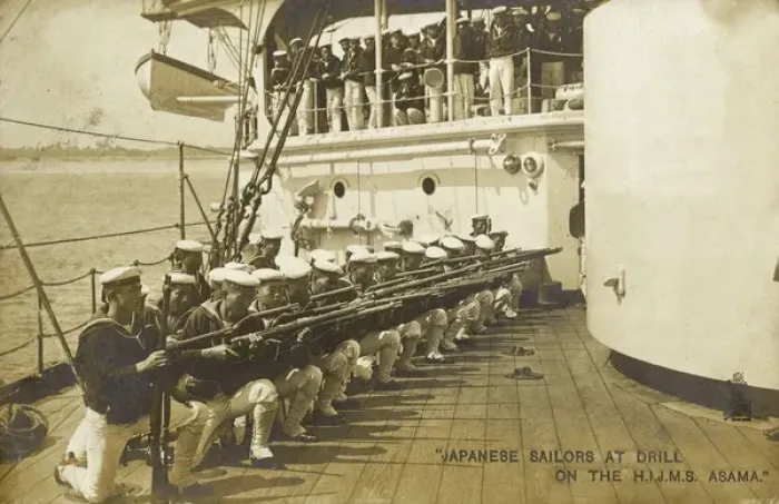 Framed Print : Japan - Drill for Japanese Sailors on deck of HIJMS Asama
