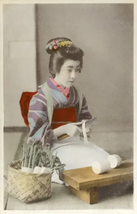 Framed Print : Japan - Geisha girl preparing daikon Framed Print : Japan - Geisha girl preparing daikon