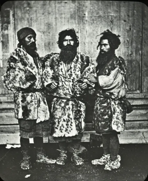 Framed Print : Japan - A group of three Ainos, the aborigines Framed Print : Japan - A group of three Ainos, the aborigines