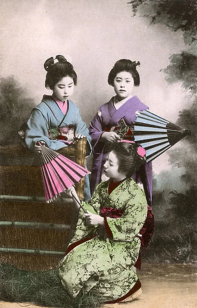 Japan - Three Japanese Geisha - Studio Photographic Portrait