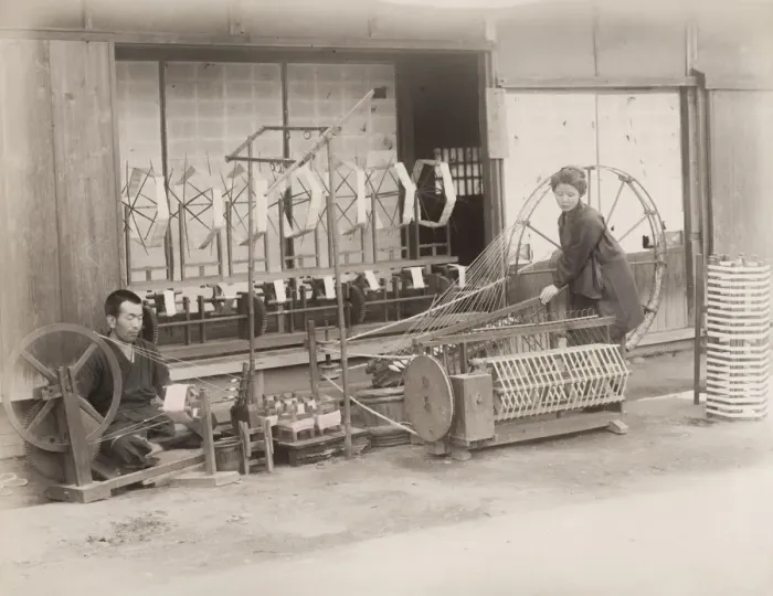 Framed Print : Japan - machinery, for spinning thread, yarn Framed Print : Japan - machinery, for spinning thread, yarn