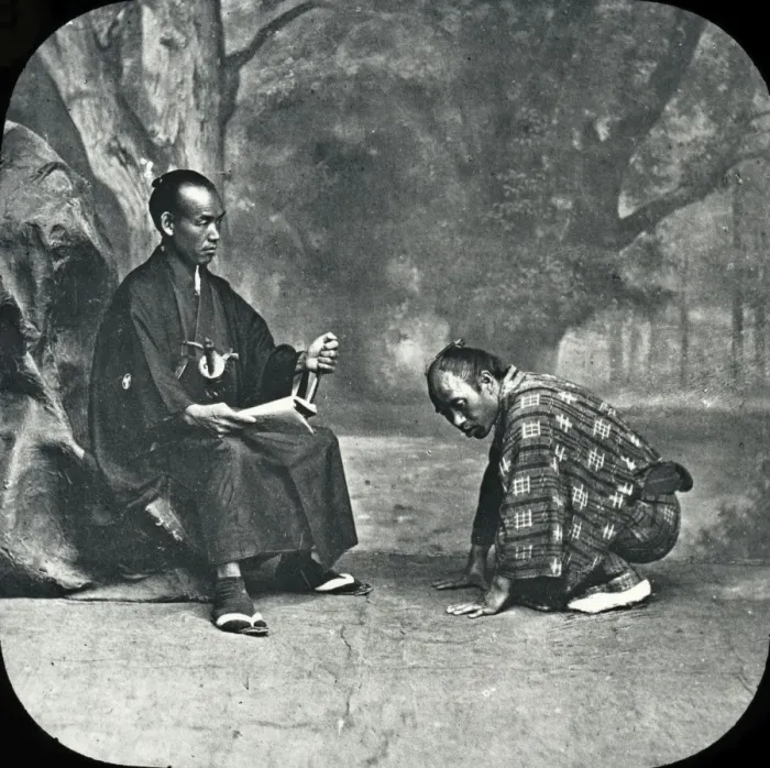 Framed Print : Japan - A Master giving orders to his servant Framed Print : Japan - A Master giving orders to his servant