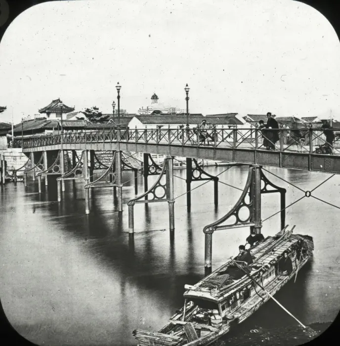 Framed Print : Japan - A new light iron bridge at Osaka