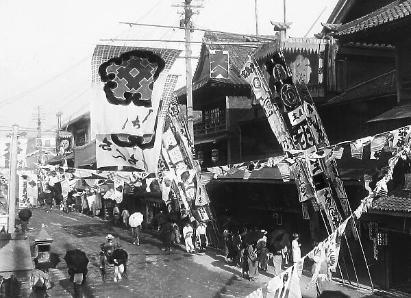 Japan - Osaka theatre street early 1900s