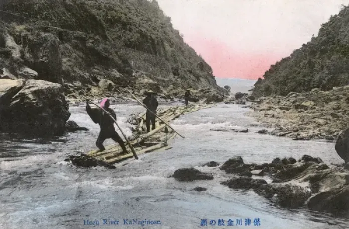 Framed Print : Japan - Poling rafts along the Hozu River Framed Print : Japan - Poling rafts along the Hozu River